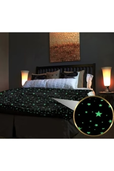 FOXMAG24 Fluffy blanket, with phosphorescent stars, dimensions 120X150 cm, soft and comfortable, gray