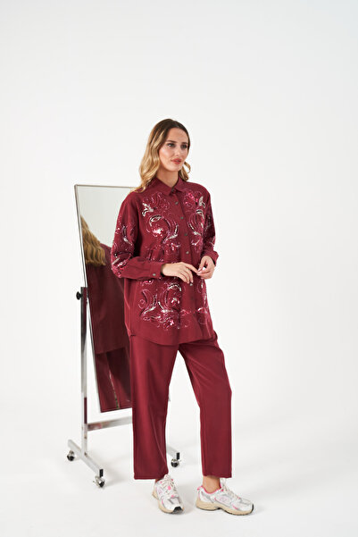 MİA NOURA Women's Front and Sleeves Embroidered Demi̇n Tansel Shirt