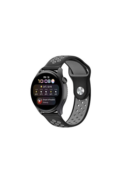 Genel Markalar Watch 20mm Spor Delikli Kordon - Siyah-gri
