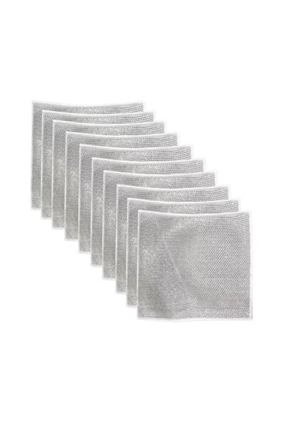 OEM Set of 10 Non-Scratch Double-Layer Abrasive Cloths, 20x20 cm, Silver