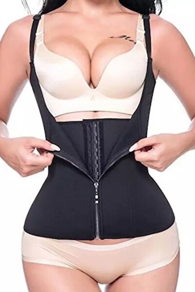 BiTec Original Shapewear Waist Trainer with Zipper and 3-Row Closure, Black, Size XL