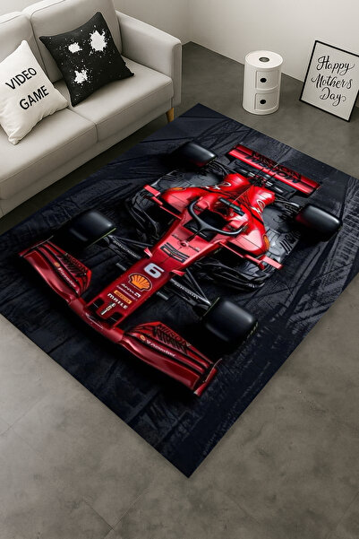 Kessy Home Studio Spor Araba Desenli Genç Oda Halısı Dijital Baskı Salon Halı...