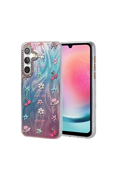 eco port غطاء حماية لهاتف سامسونج جالاكسي A24 4G - غطاء بليد ميرور منقوش - نم...