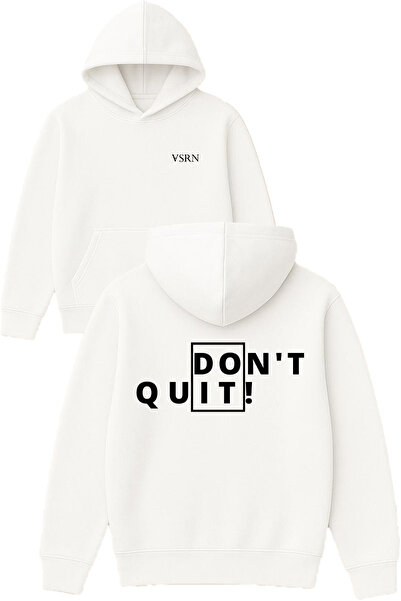 VSRN Do it quit Hanorac alb supradimensionat cu glugă și imprimeu designat