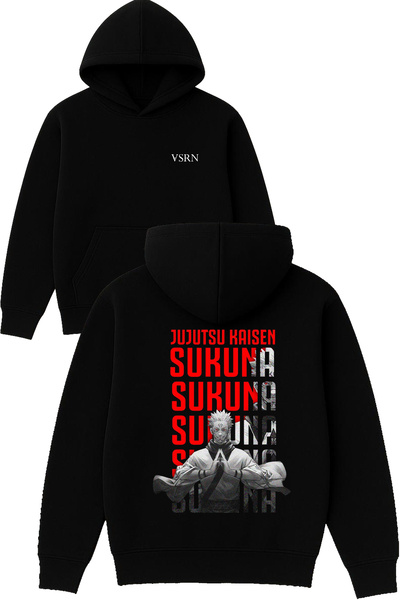 VSRN سويت شيرت سوكونا سوكونا تصميم مطبوع قصة فضفاضة أسود بغطاء رأس