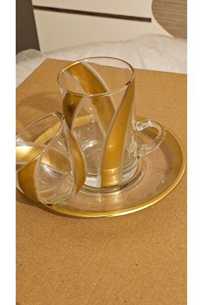Turkish Store İstanbul Kumlama Gold 18 Piece Tea Coffee Set
