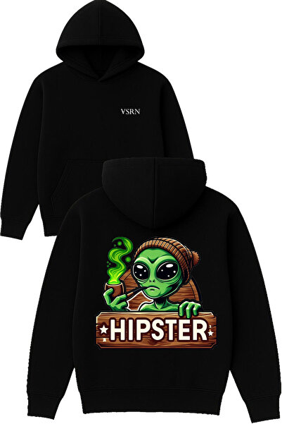 VSRN Πράσινο φούτερ με κουκούλα με στάμπα Alien Hips Design σε μεγάλο μέγεθος