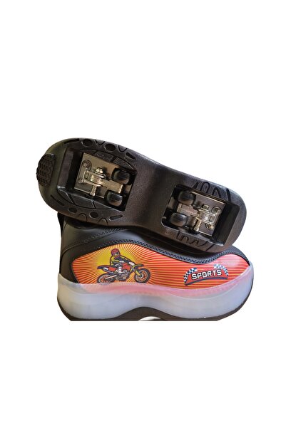 My modern game Professional sports shoes for children, adjustable four-wheel skates, black color, available in various sizes.