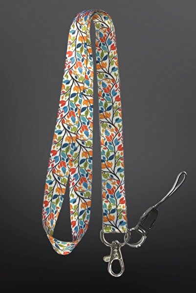 StormiStoretr حبل رقبة منقوش بأوراق الشجر الملونة |   سلسلة مفاتيح وحبل تعليق...