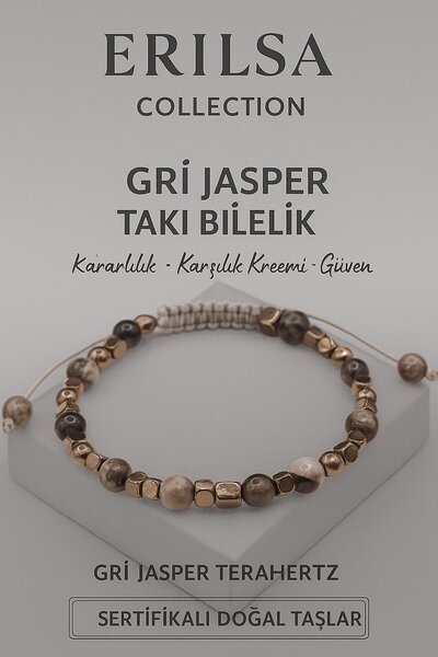 Erilsa Certified Terahertz Gray Jasper Natural Stone Bracelet - Trust Balance...