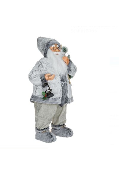 Lunix Decorative Figurine Santa Claus White Grey and Skis 80cm