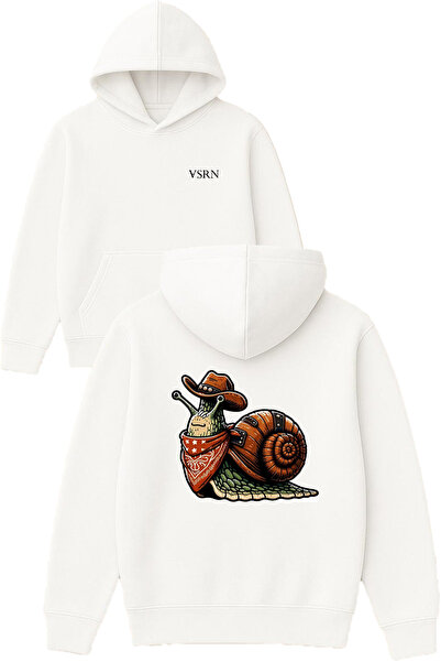 VSRN Hanorac cu glugă alb supradimensionat cu imprimeu Cowboy insect Design