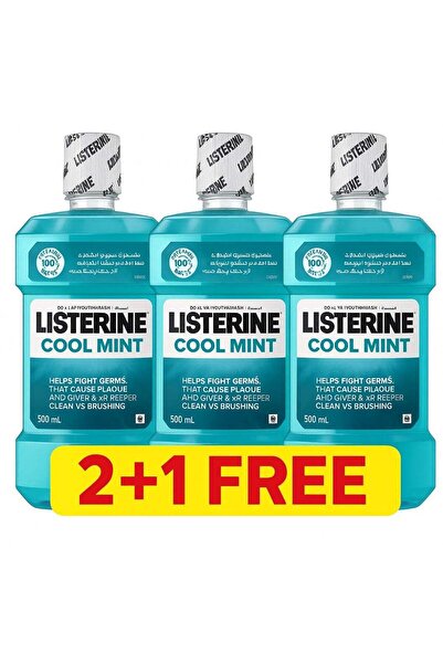 Listerine غسول الفم بنكهة النعناع المنعش، 500 مل، عبوة من 2 + 1 مجانًا