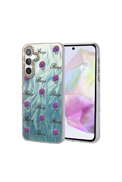 eco port غطاء حماية لهاتف سامسونج جالاكسي A35 5G - غطاء بليد ميرور منقوش - نم...