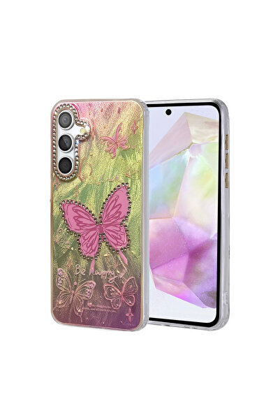 eco port غطاء حماية لهاتف سامسونج جالاكسي A35 5G - غطاء بليد ميرور منقوش - نم...