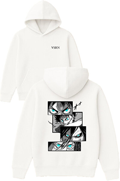VSRN Poster anime Imprimat cu design, Hanorac alb supradimensionat cu glugă