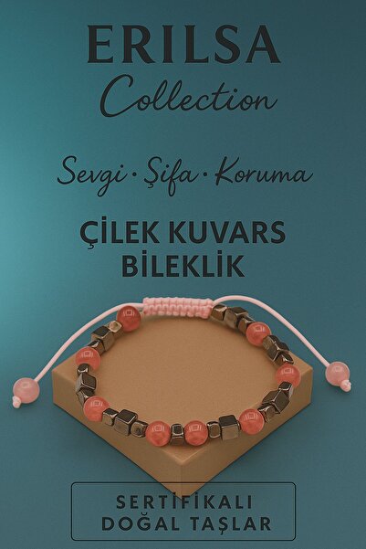 Erilsa سوار تيراهيرتز المعتمد - حجر الكوارتز الطبيعي على شكل فراولة - للحب وا...