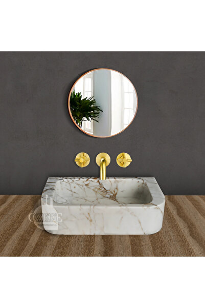 ÖZKAN Calacatta Gold Mermer Lavabo, Dikdörtgen Mermer Lavabo