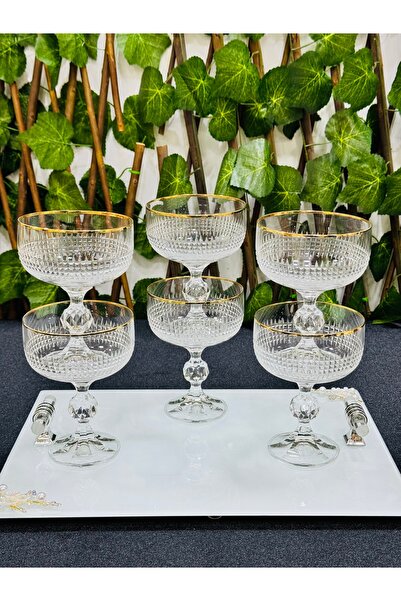 EVRA Bohemia 6 Adet El Kesmesi Yeni Model Altın Yaldızlı Dondurmalık