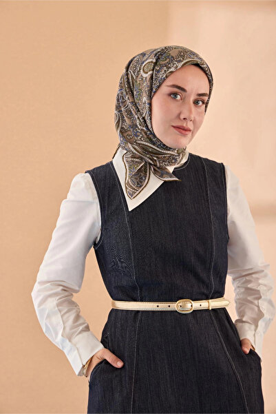 Silk Home Καλοκαιρινό Φουλάρι - Σκούρο Βιζόν, Πράσινο Χένα, Μπλε Αζουρ, Πράσινο