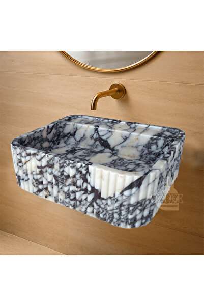 ÖZKAN Calacatta Viola Mermer Lavabo, Yivli mermer lavabo