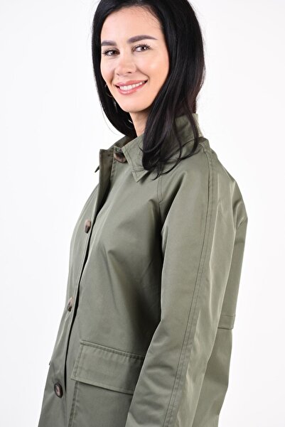 VILA Classic trench coat with pockets and button closure Vimista, Green, 38