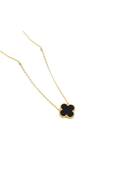 RAFINI Colier Black Flower - Placat cu Aur 18K, Otel inoxidabil