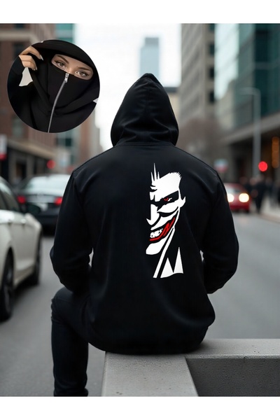 ship master سويت شيرت يونيسكس بقناع النينجا 3 Thread O قصة فضفاضة K بغطاء رأس...