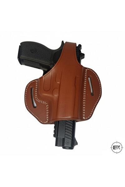 Erol CZ 75 / SP-01 Uyumlu Taba Deri Yarım Kelebek Taşıma Kılıfı
