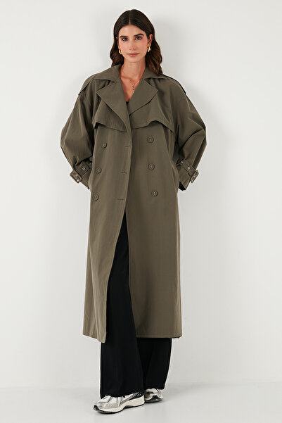 Lela Cotton Oversized Double-Breasted Collar Sleeve Epaulettes Windbreaker Trench Coat Trench Coat 6839637