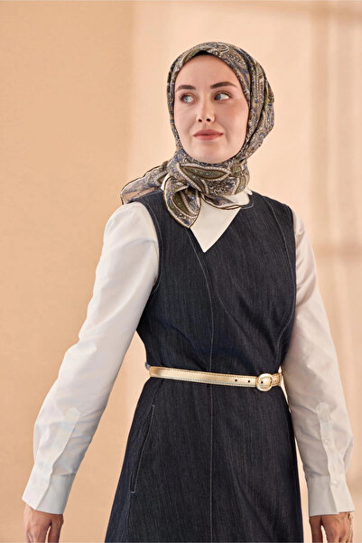 Silk Home Καλοκαιρινό Φουλάρι - Σκούρο Βιζόν, Πράσινο Χένα, Μπλε Αζουρ, Πράσινο