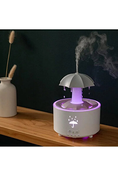 KAZEMTECH Yağmur Damlacıklı Hava Nemlendirici Şemsiye Temalı Aromaterapi Buha...