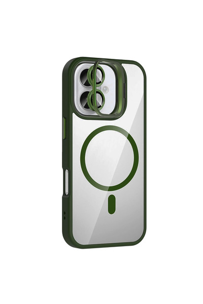 eco port غطاء جوكو آيفون 16 مع عدسة ريميم وحامل ماج سيف - أخضر داكن