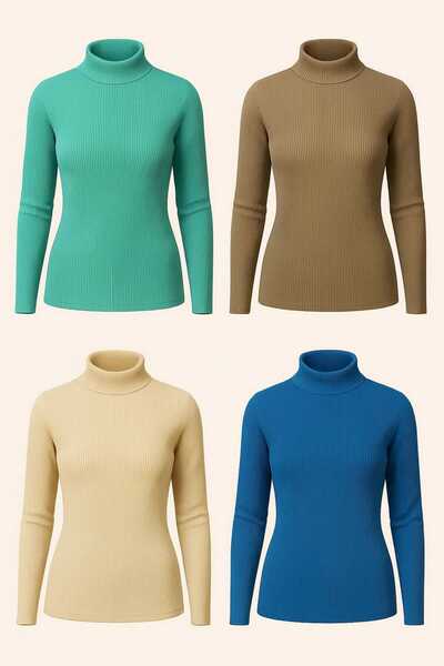 ANATOLIATEKSTILE Women's ribbed jacket, ONE SIZE (SL), short collar, Slim Fit, elastic knit - with long sleeves