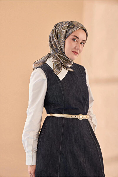 Silk Home Καλοκαιρινό Φουλάρι - Σκούρο Βιζόν, Πράσινο Χένα, Μπλε Αζουρ, Πράσινο