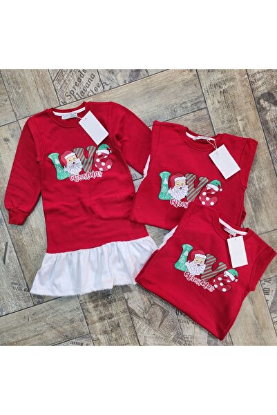 ARBİ kids Girls' Three-Thread Fleece-Lined Christmas New Year Christmas Dress