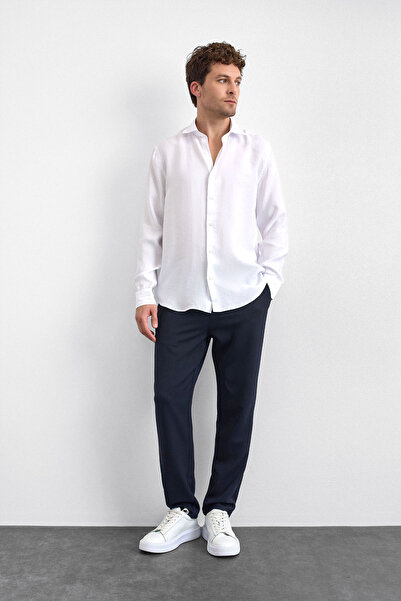 Back And Bond Ανδρικό πουκάμισο με μακρυμάνικο πουκάμισο με κανονική εφαρμογή Back & Bond Modal Blended B35W20014 101