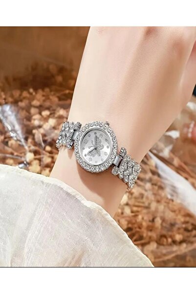 KANERUZ Silver Color Elegant Butterfly Pattern Quartz Bracelet Wrist Watch