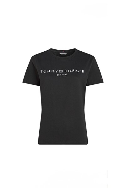 Tommy Hilfiger Tricou din bumbac cu imprimeu cu logo, Alb/Negru