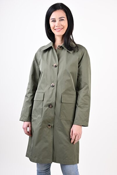 VILA Classic trench coat with pockets and button closure Vimista, Green, 38