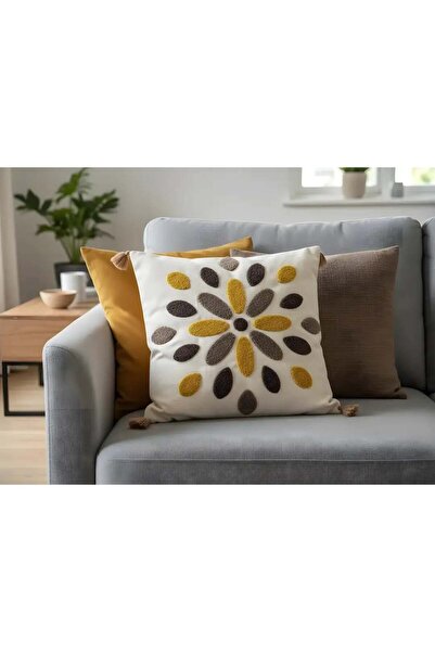 Dekomina غطاء وسادة من الكتان مزين بشراشيب