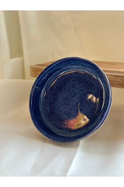 Vaveyla Sanat El Yapımı Stoneware Kahvaltılık Meze Tabağı (12 cm) | Mavi Sırl...