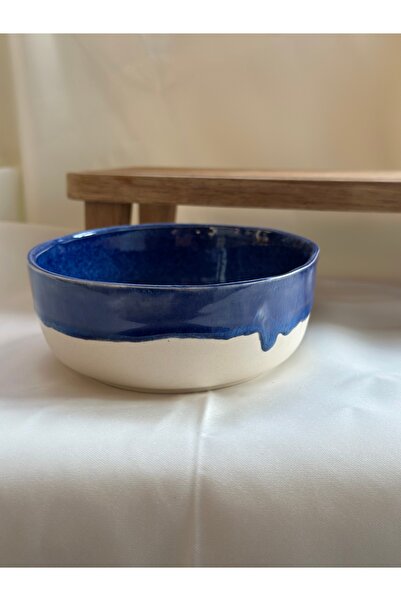 Vaveyla Sanat El Yapımı Stoneware Çorba Kasesi (14 cm) | Mavi Sırlı Seramik S...