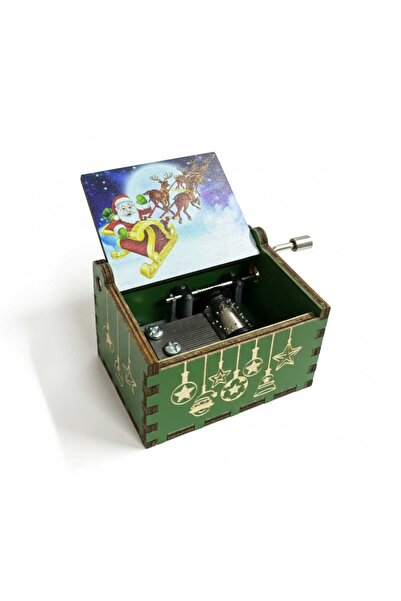 NETAVANTAJ Merry Christmas Şarkısı Çalan Çevirmeli Ahşap Yılbaşı Müzik Kutusu