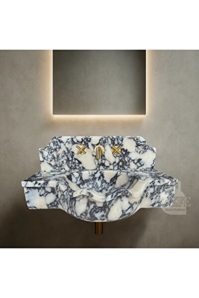 ÖZKAN Calacatta Viola Doğal Mermer Oyma Duvar Lavabo
