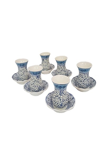 EHA Turkish tea set, hand painted - 12 pieces, 900 ml, blue