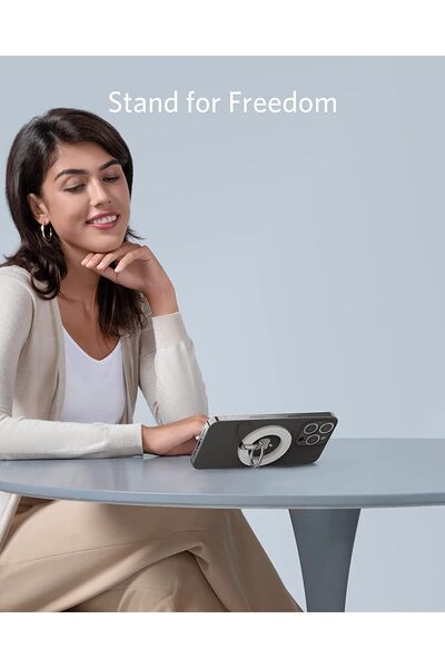 Anker MagGo 610 Magnetic Phone Grip Ring Holder, Adjustable Stand for iPhone 12/13, White