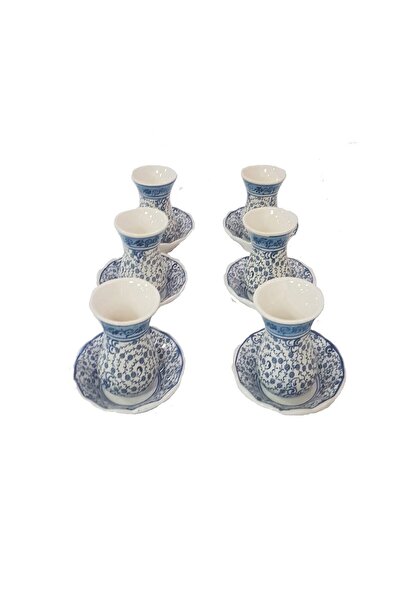 EHA Turkish tea set, hand painted - 12 pieces, 900 ml, blue