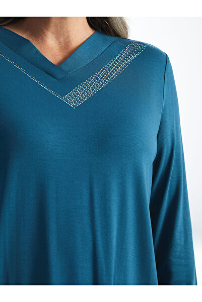 LC Waikiki Lcw Grace – dámská halenka s výstřihem do V a lesklým kamenem