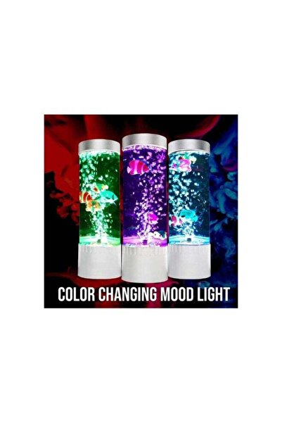 Generic Bubble Fish Lava Lamp - Desktop Sensory LED Color-Changing Aquarium with Moving Fish
